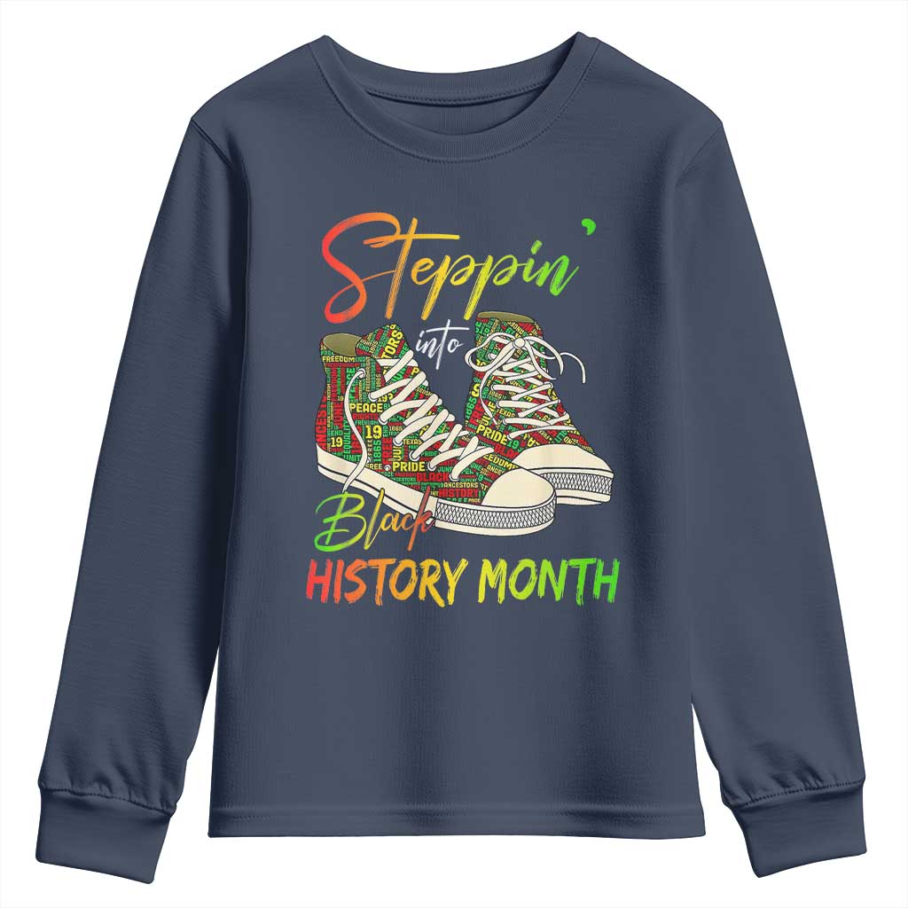 Stepping Into Black History Month Youth Sweatshirt Black Pride Sneakers TS02