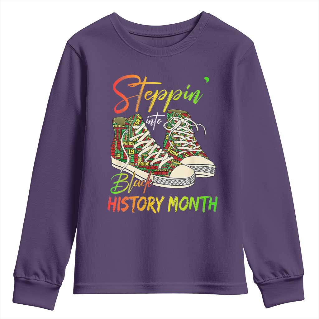 Stepping Into Black History Month Youth Sweatshirt Black Pride Sneakers TS02