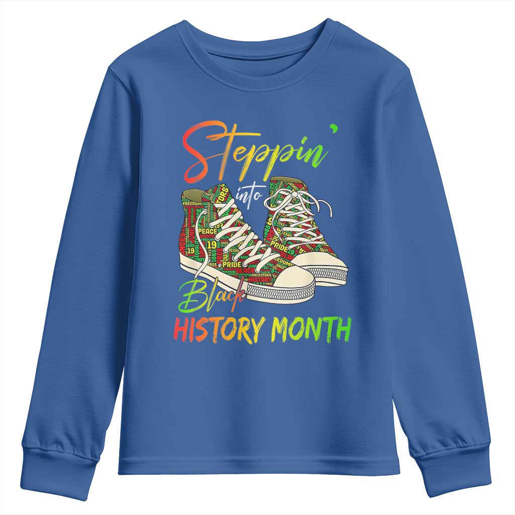 Stepping Into Black History Month Youth Sweatshirt Black Pride Sneakers TS02