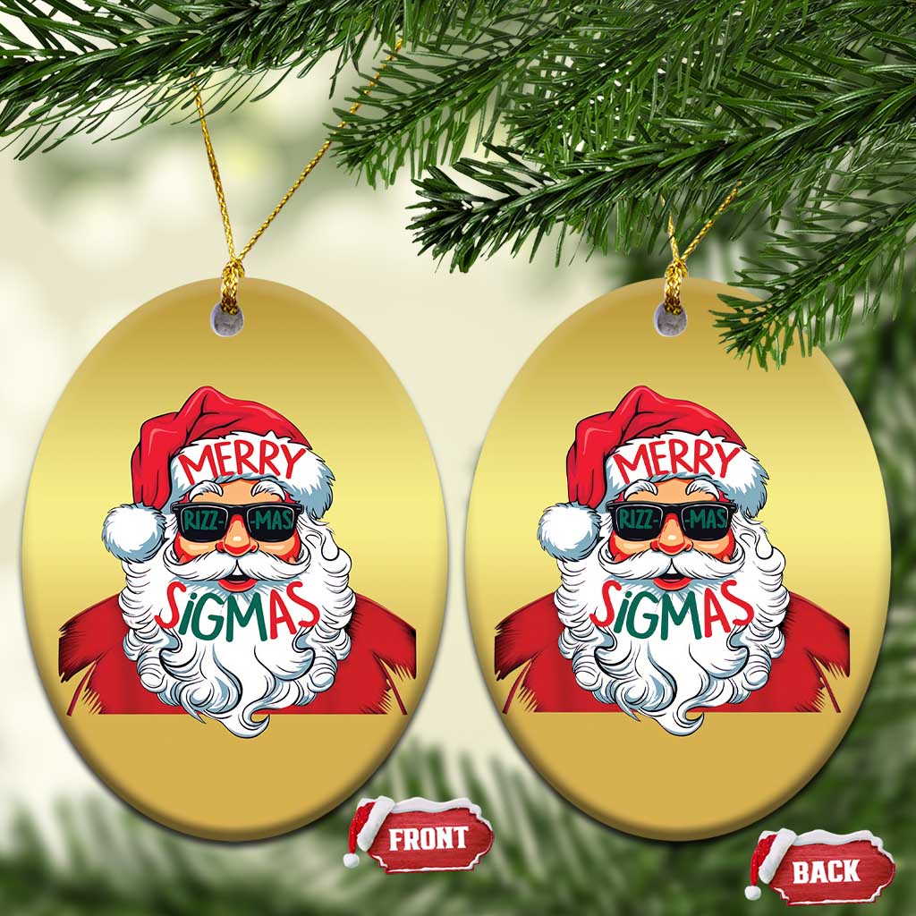 Funny Santa Rizz Xmas Christmas Ornament Merry Rizzmas Sigmas Xmas Gen Alpha Middle School TS02