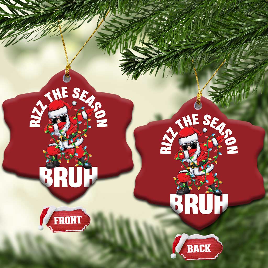 Funny Dabbing Santa Rizz Xmas Christmas Ornament Rizz The Season Bruh Xmas Lights TS02