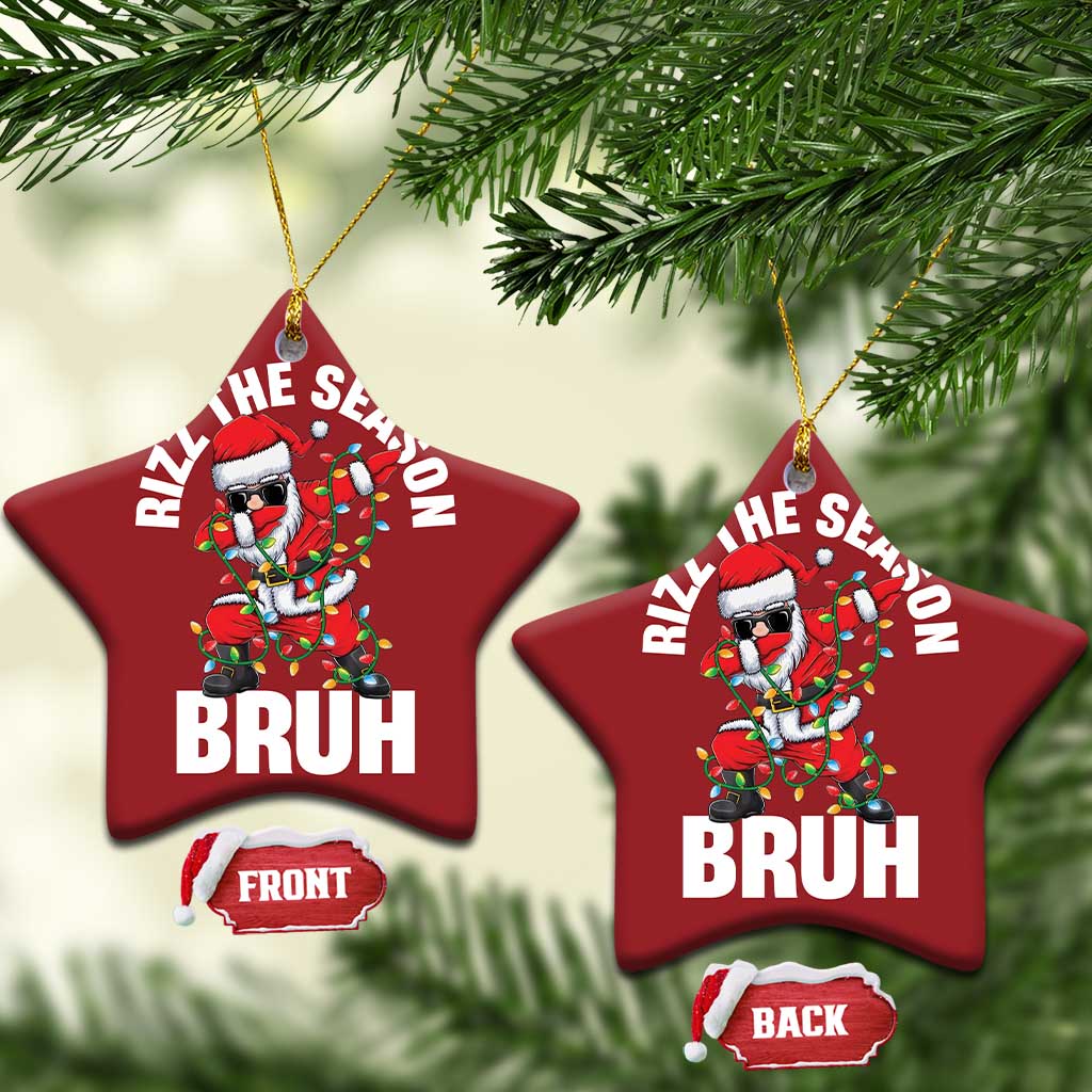 Funny Dabbing Santa Rizz Xmas Christmas Ornament Rizz The Season Bruh Xmas Lights TS02