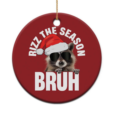 Funny Rizz Xmas Raccoon Christmas Ornament Rizz The Season Bruh Santa Hat TS02