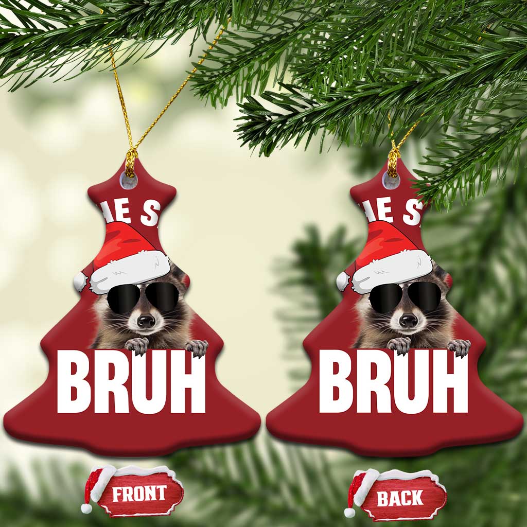 Funny Rizz Xmas Raccoon Christmas Ornament Rizz The Season Bruh Santa Hat TS02