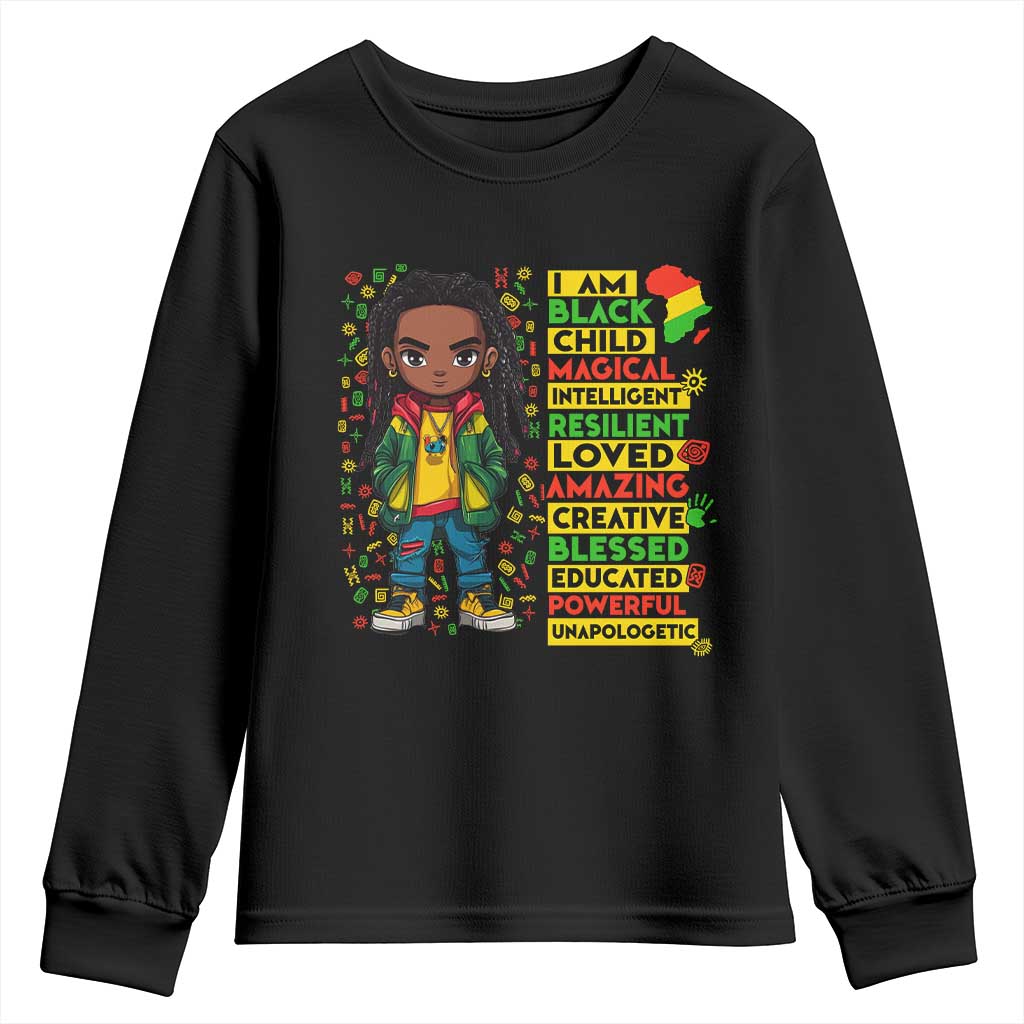 I Am Black Child Locd Boy Youth Sweatshirt African Pride Black History Month TS02