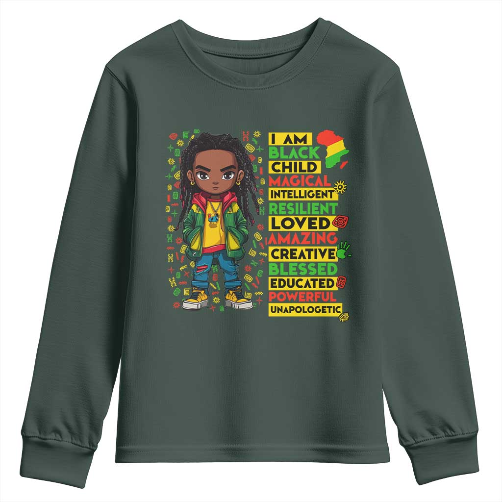 I Am Black Child Locd Boy Youth Sweatshirt African Pride Black History Month TS02