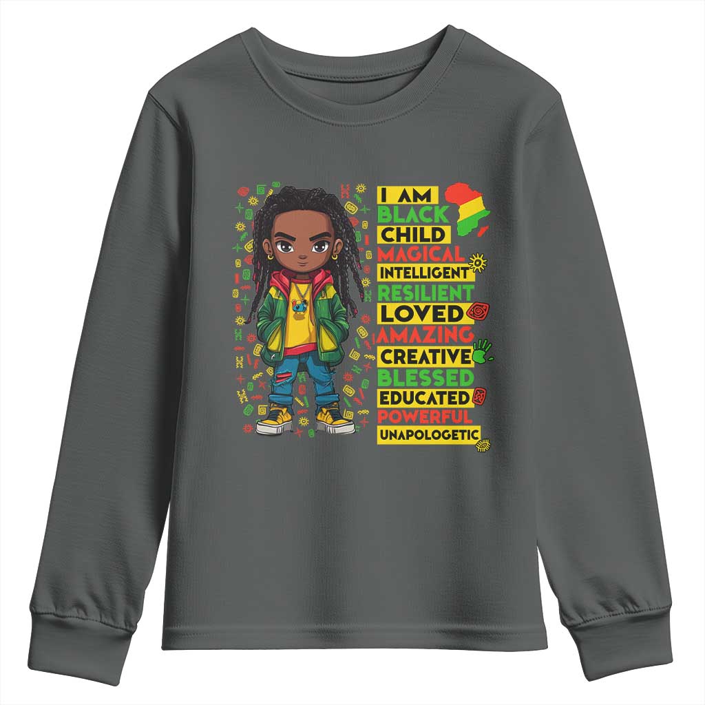 I Am Black Child Locd Boy Youth Sweatshirt African Pride Black History Month TS02