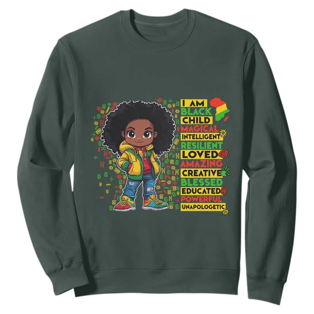 I Am Black Child Afro Girl Sweatshirt African American Pride Black History Month TS02