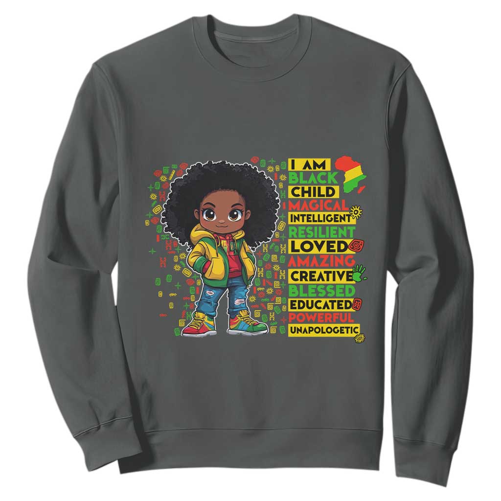 I Am Black Child Afro Girl Sweatshirt African American Pride Black History Month TS02