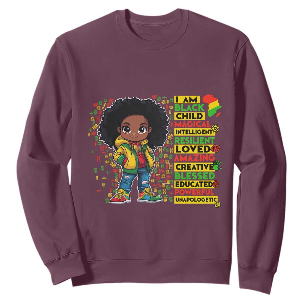 I Am Black Child Afro Girl Sweatshirt African American Pride Black History Month TS02
