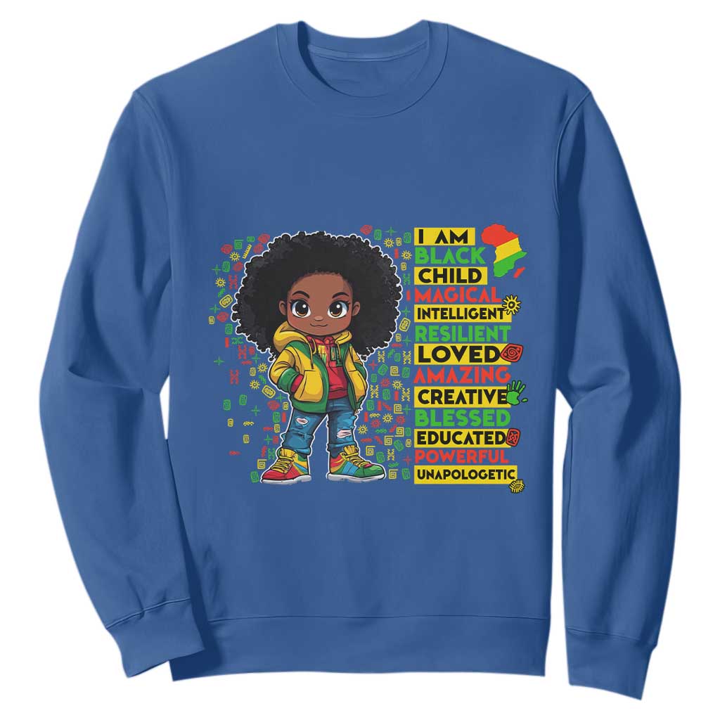 I Am Black Child Afro Girl Sweatshirt African American Pride Black History Month TS02