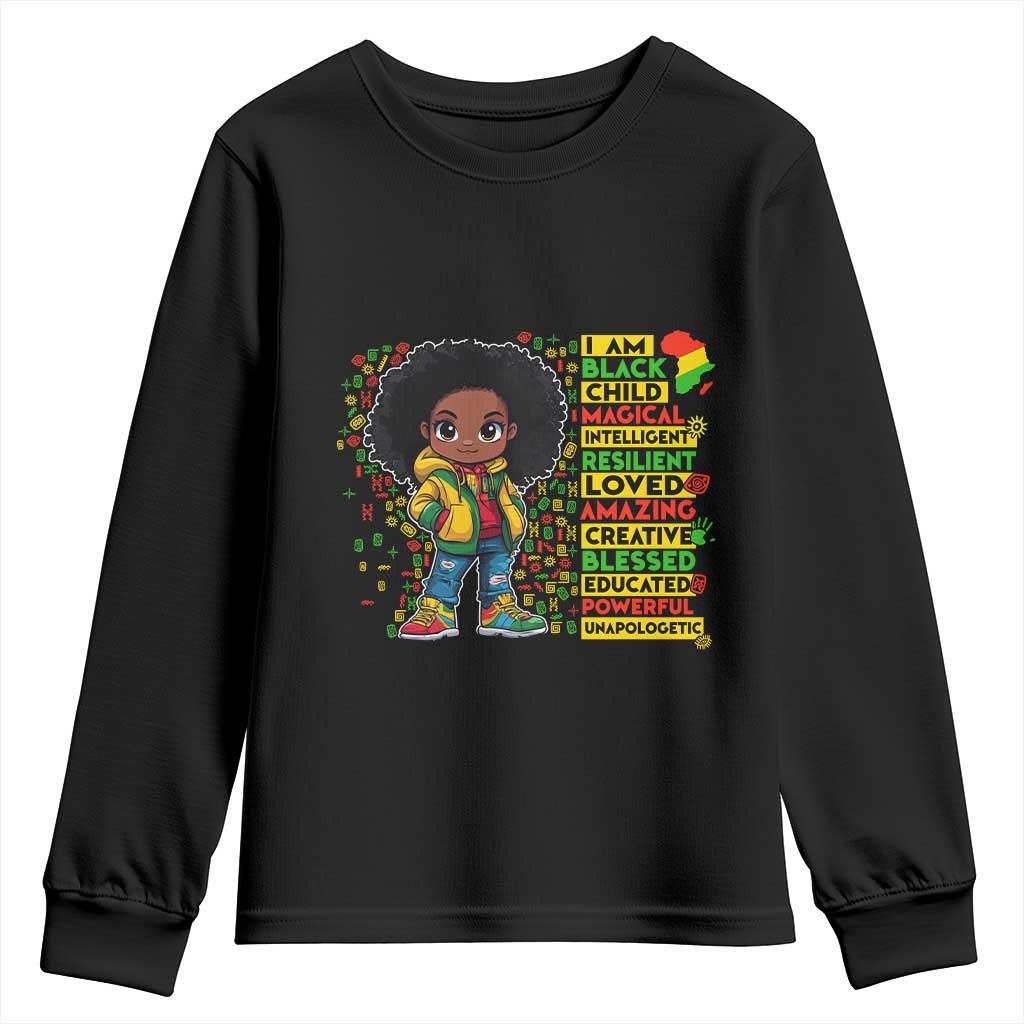 I Am Black Child Afro Girl Youth Sweatshirt African American Pride Black History Month TS02
