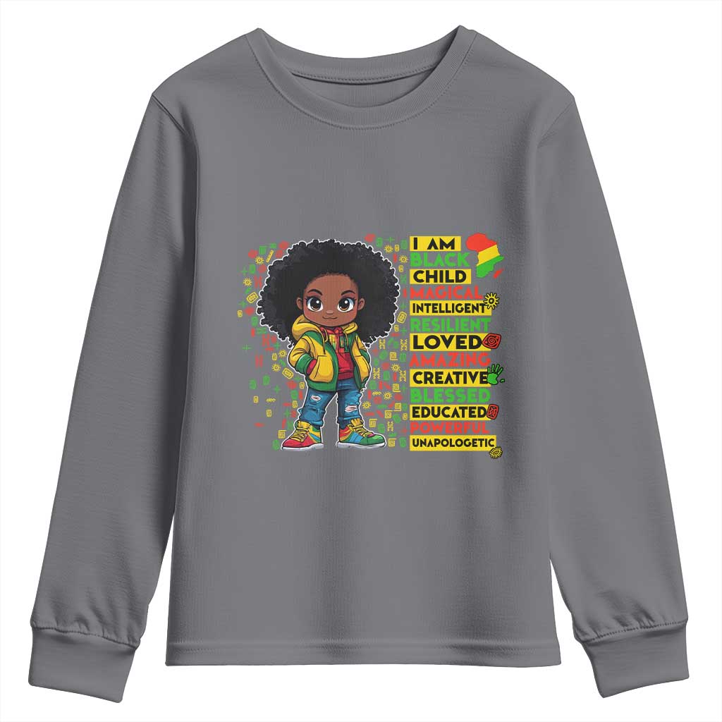 I Am Black Child Afro Girl Youth Sweatshirt African American Pride Black History Month TS02