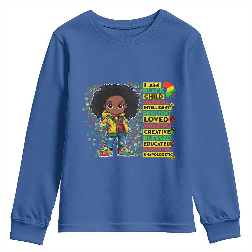 I Am Black Child Afro Girl Youth Sweatshirt African American Pride Black History Month TS02
