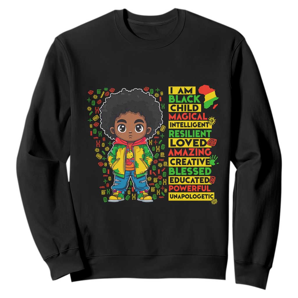 I Am Black Child Afro Boy Sweatshirt African American Pride Black History Month TS02