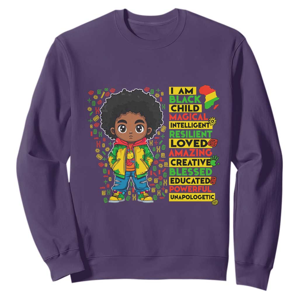 I Am Black Child Afro Boy Sweatshirt African American Pride Black History Month TS02
