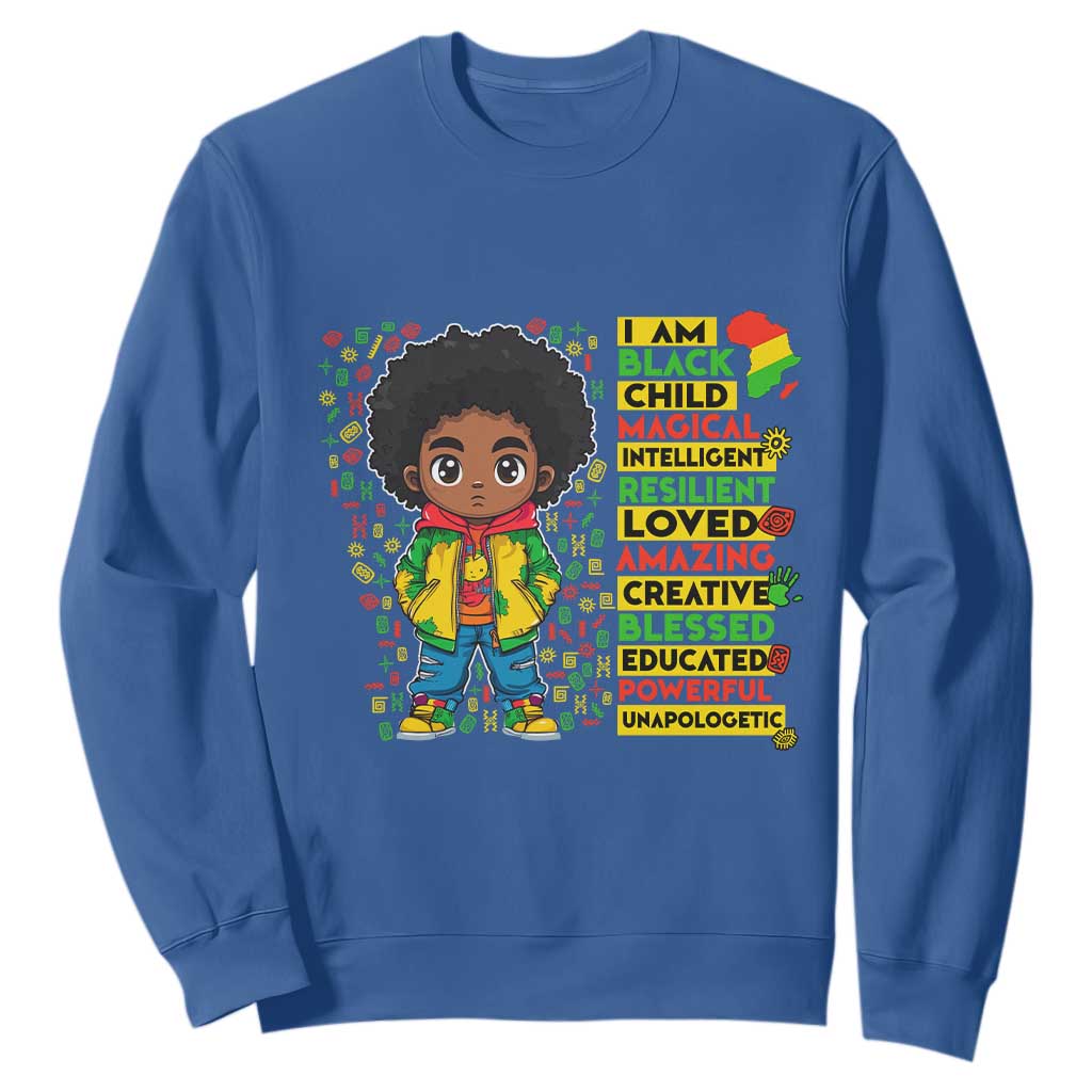 I Am Black Child Afro Boy Sweatshirt African American Pride Black History Month TS02