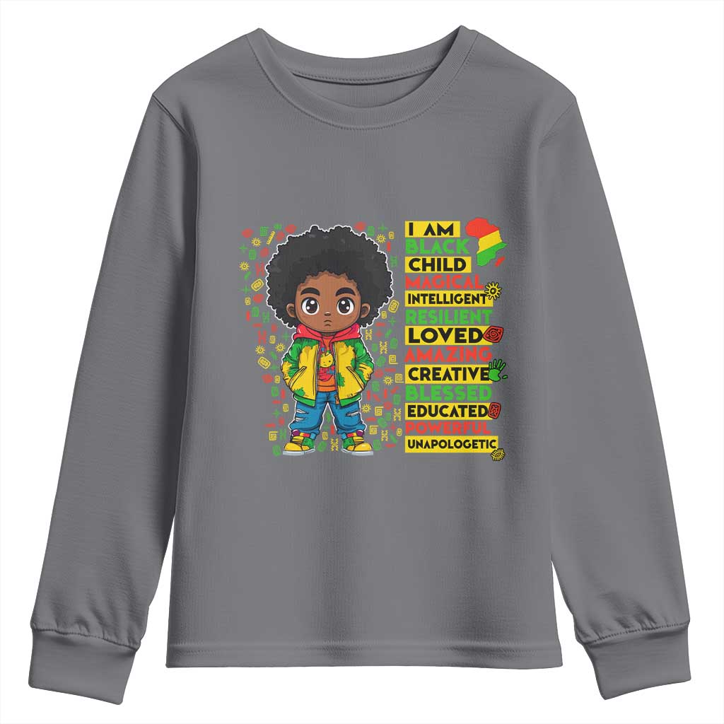 I Am Black Child Afro Boy Youth Sweatshirt African American Pride Black History Month TS02