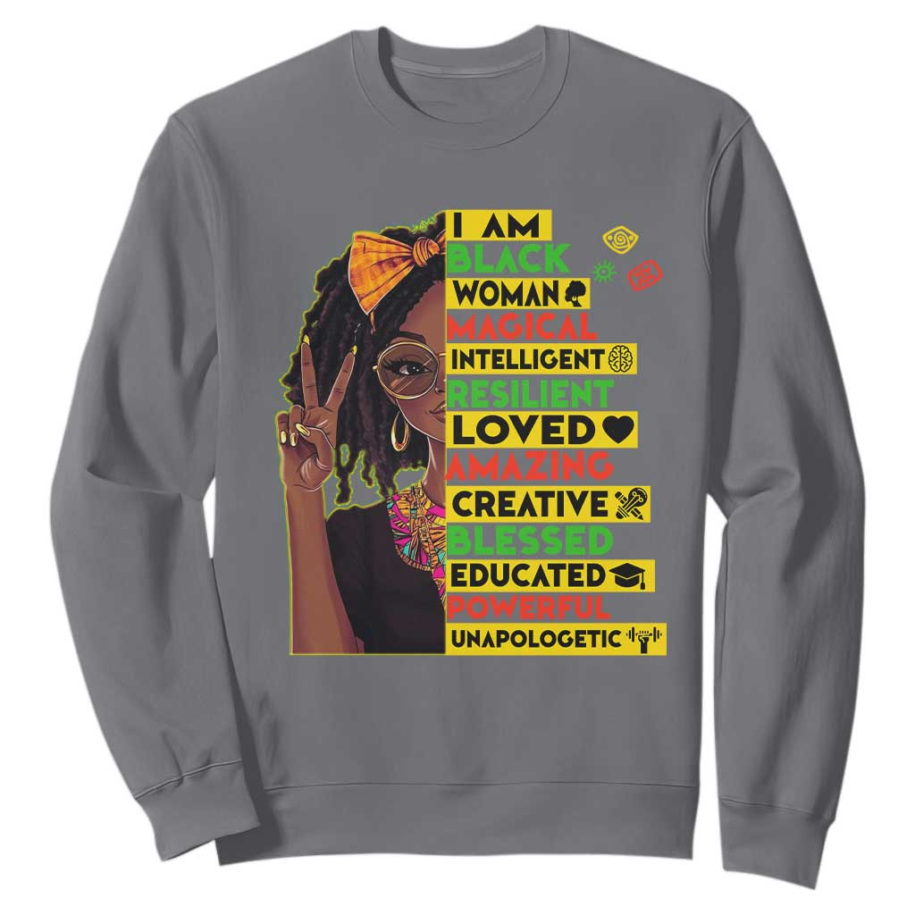 I Am Black Woman With Locd Sweatshirt African Pride Black History Month TS02