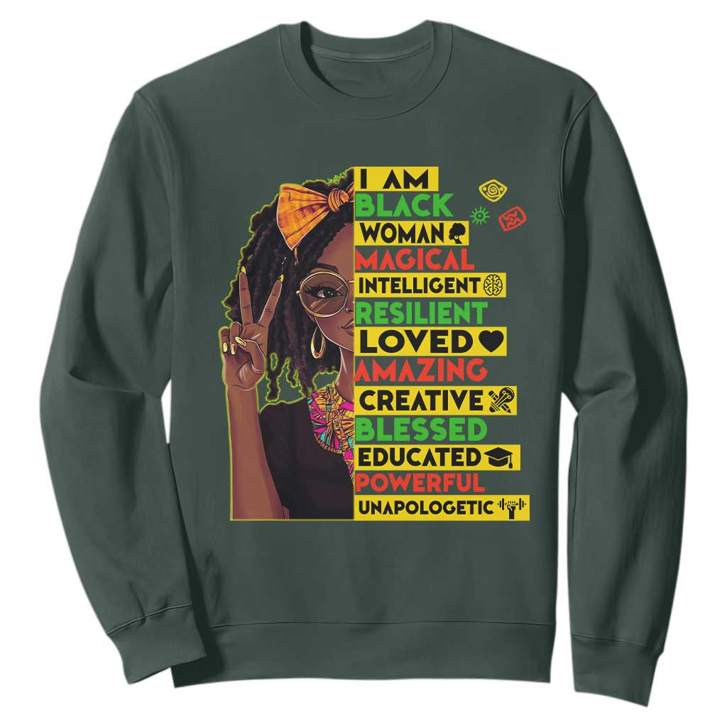 I Am Black Woman With Locd Sweatshirt African Pride Black History Month TS02