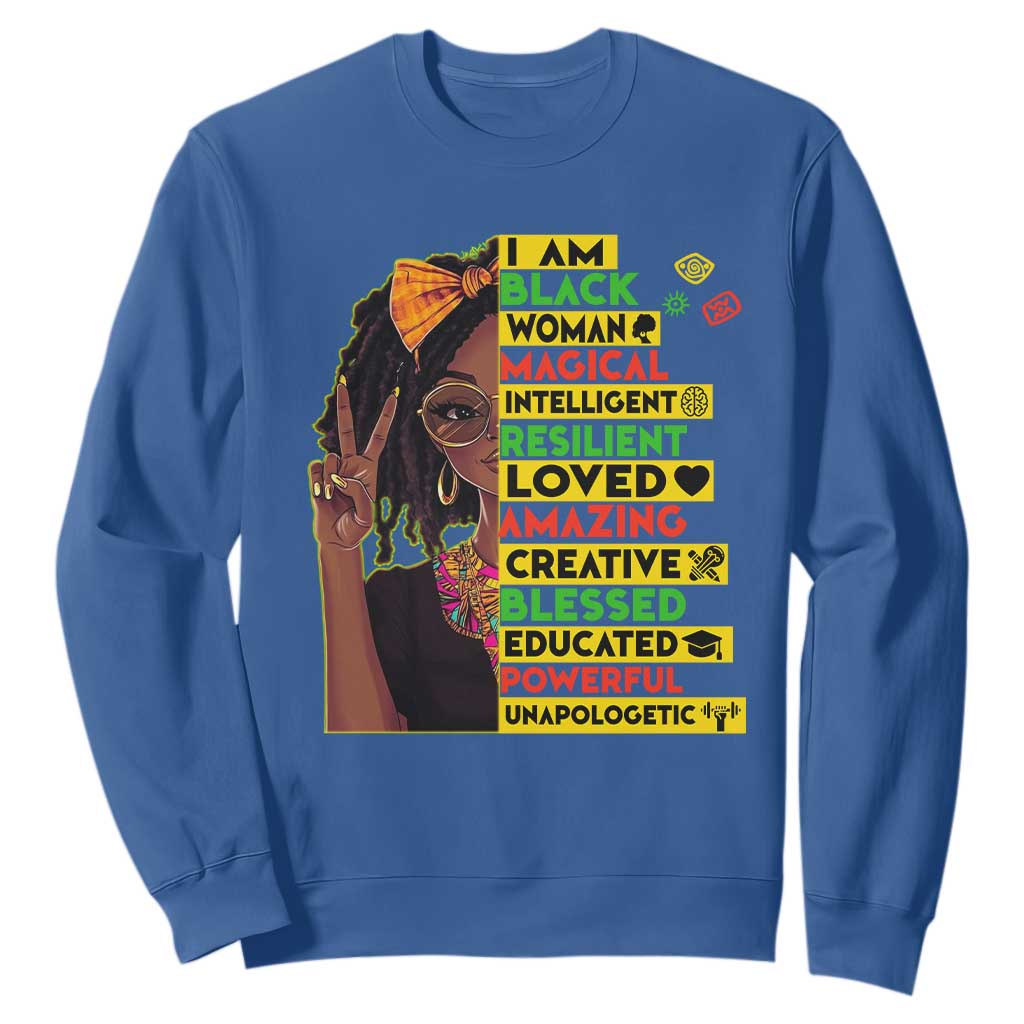 I Am Black Woman With Locd Sweatshirt African Pride Black History Month TS02
