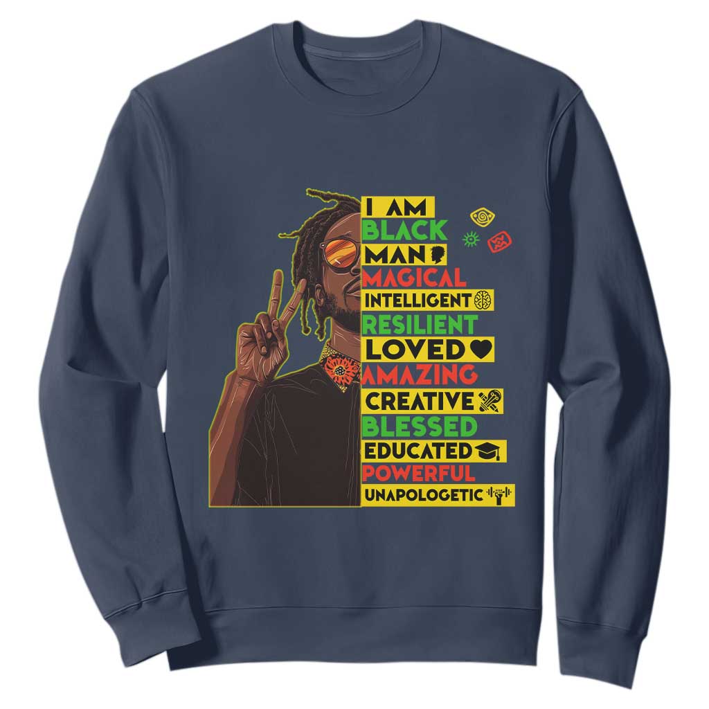 I Am Black Man With Locd Sweatshirt Cool African Pride Black History Month TS02