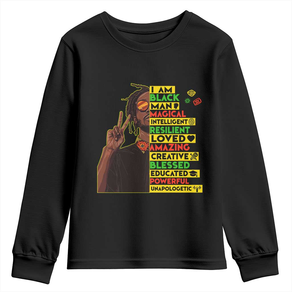 I Am Black Man With Locd Youth Sweatshirt Cool African Pride Black History Month TS02