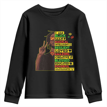 I Am Black Man With Locd Youth Sweatshirt Cool African Pride Black History Month TS02