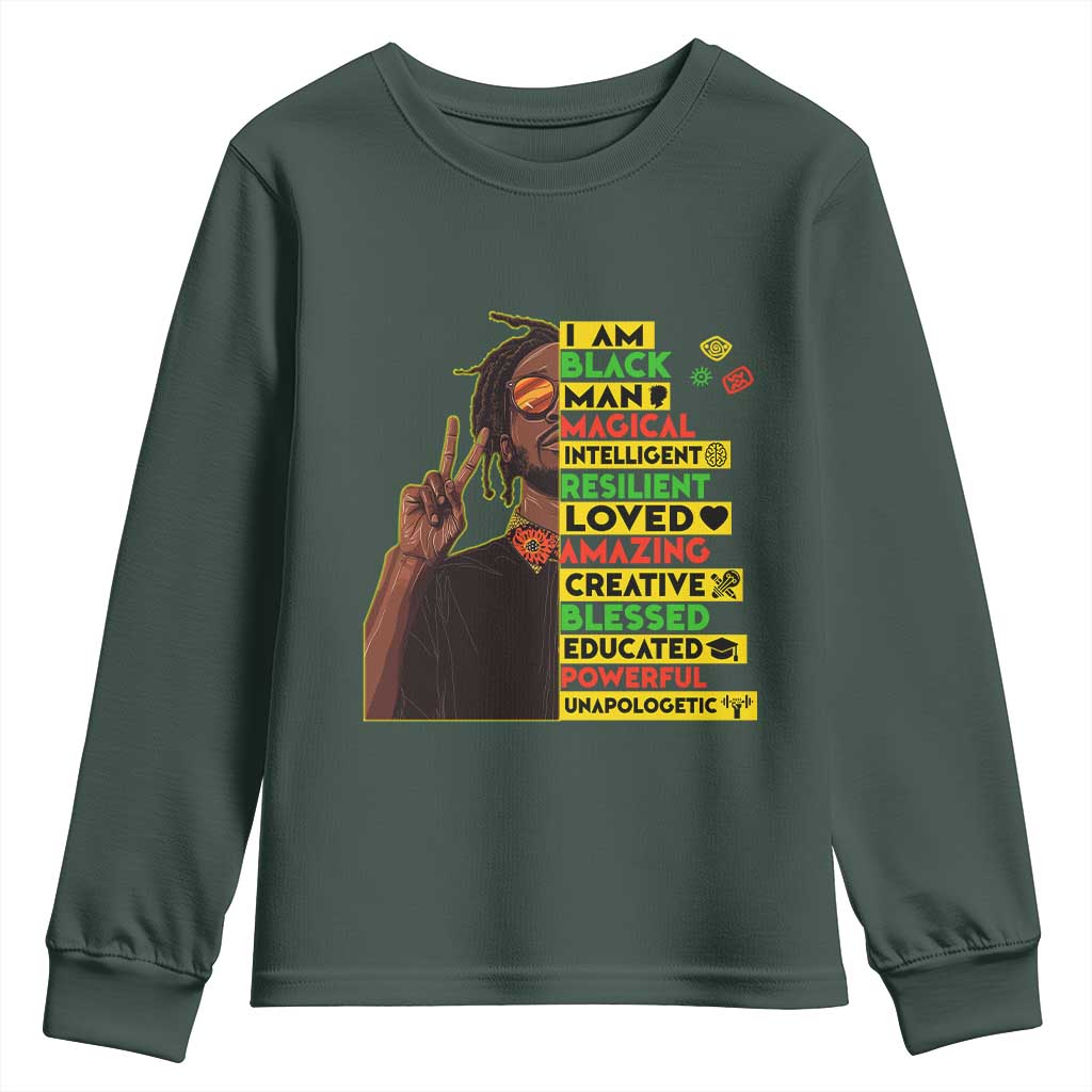 I Am Black Man With Locd Youth Sweatshirt Cool African Pride Black History Month TS02