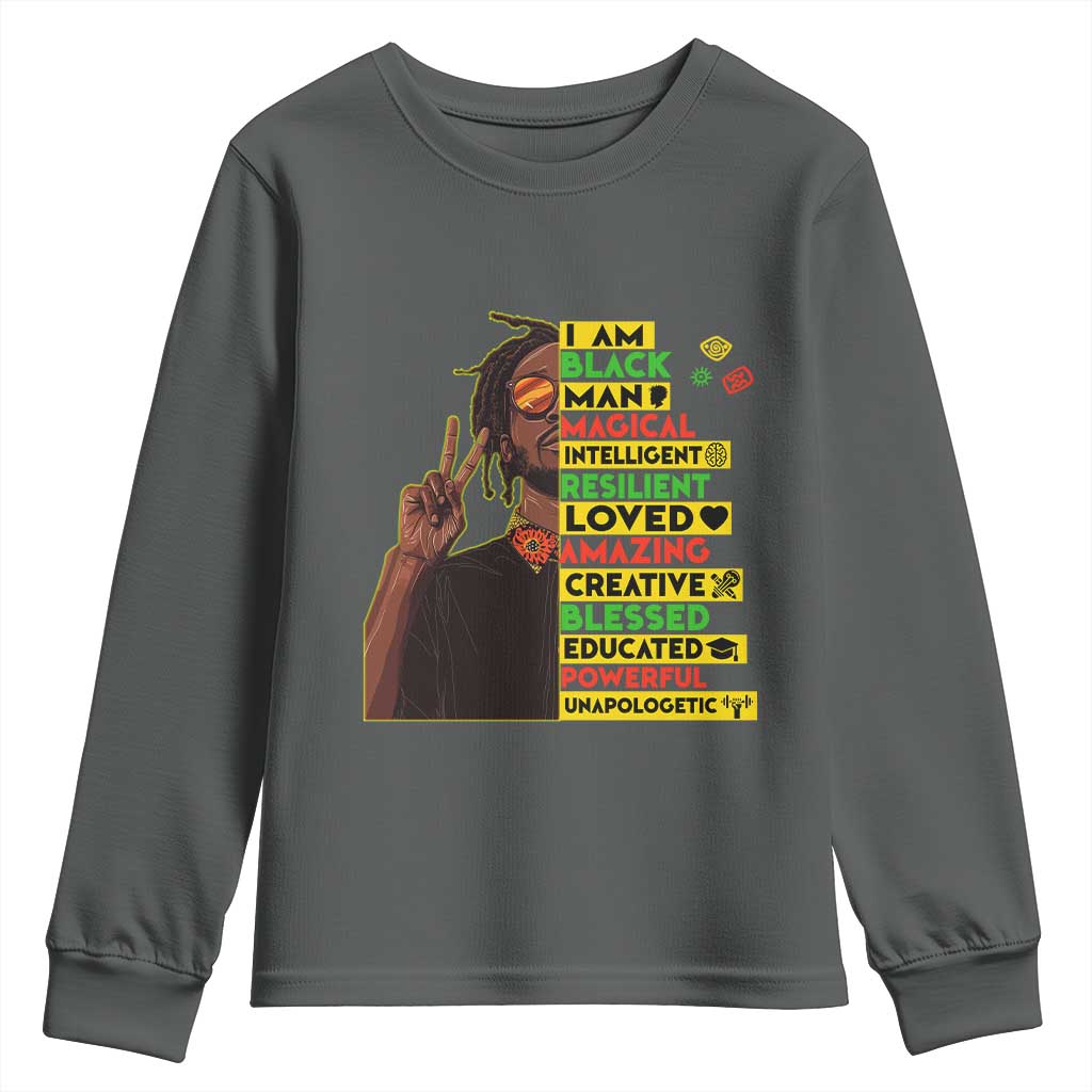 I Am Black Man With Locd Youth Sweatshirt Cool African Pride Black History Month TS02