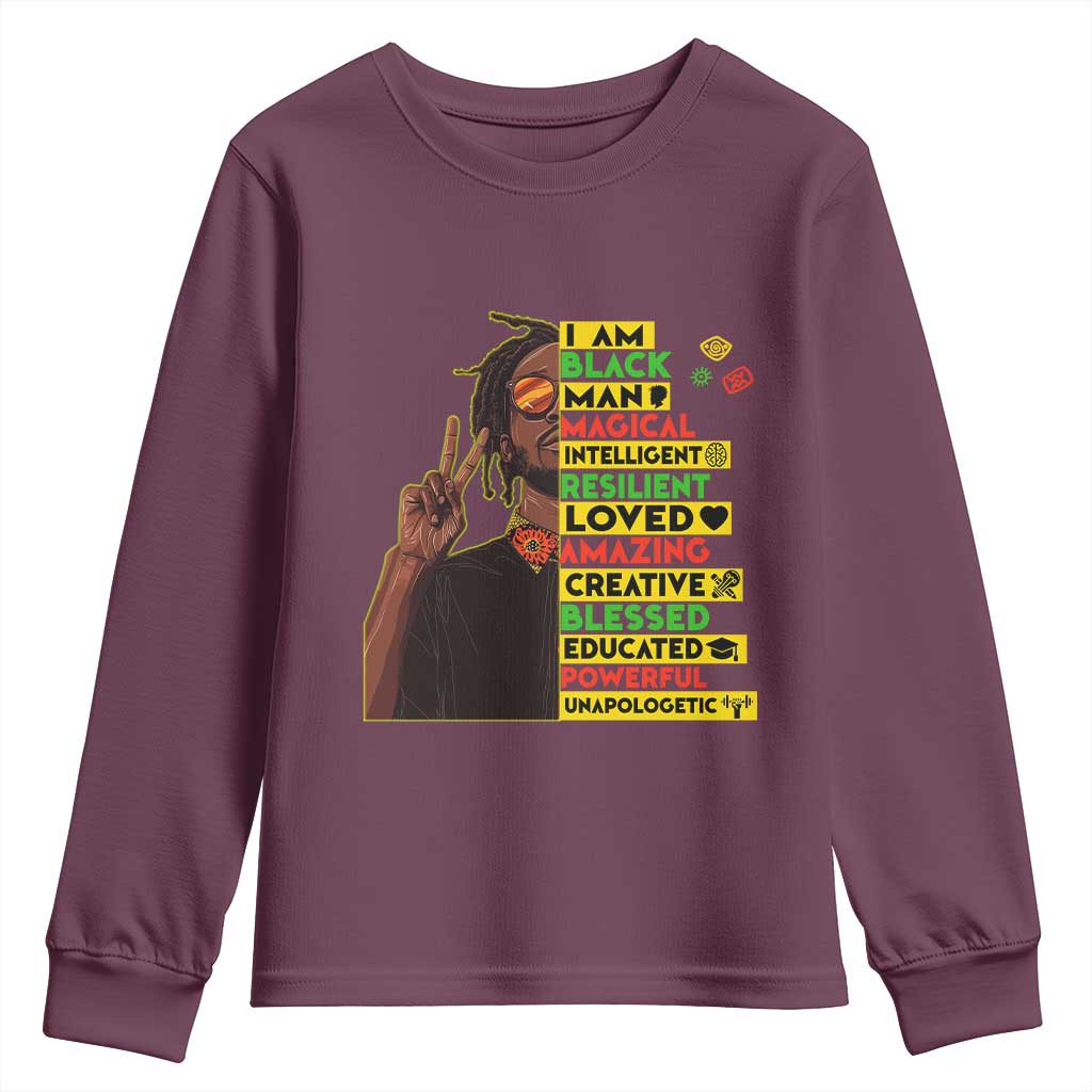 I Am Black Man With Locd Youth Sweatshirt Cool African Pride Black History Month TS02