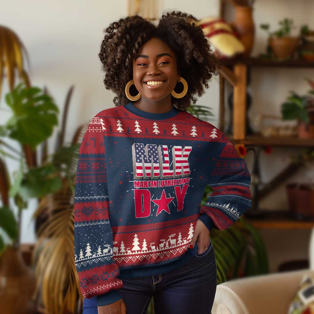 MLK Day Knit Sweatshirt Martin Luther King Jr American Civil Rights Leader TS02