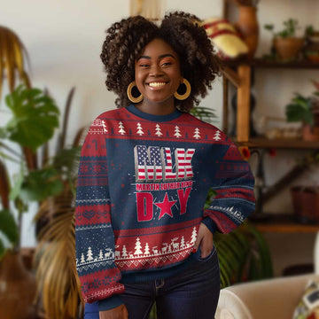 MLK Day Knit Sweatshirt Martin Luther King Jr American Civil Rights Leader TS02