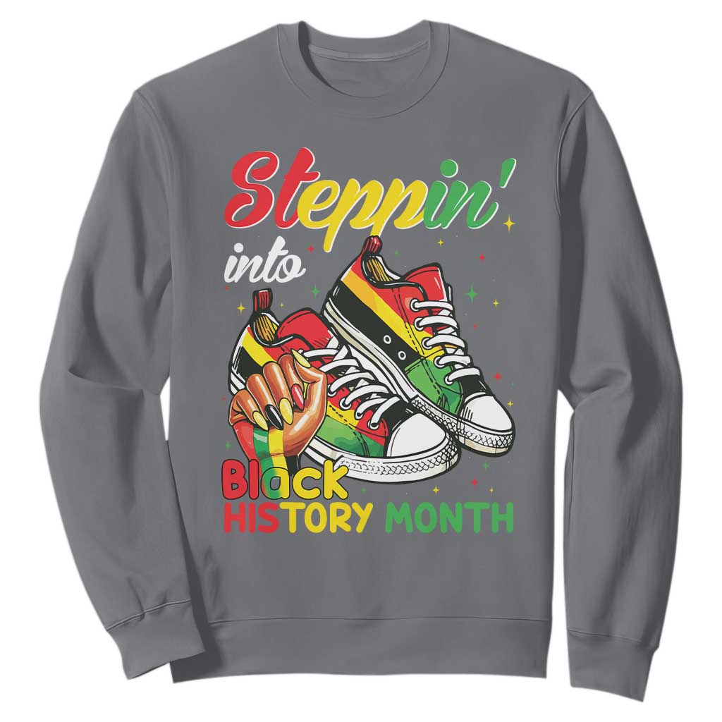 Stepping Into Black History Month Sweatshirt Proud Black Girls Sneakers TS02