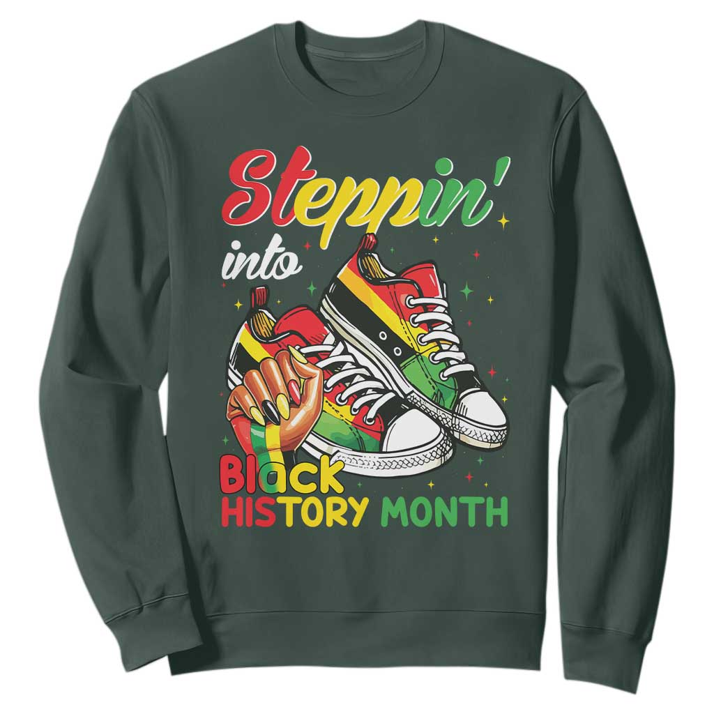 Stepping Into Black History Month Sweatshirt Proud Black Girls Sneakers TS02