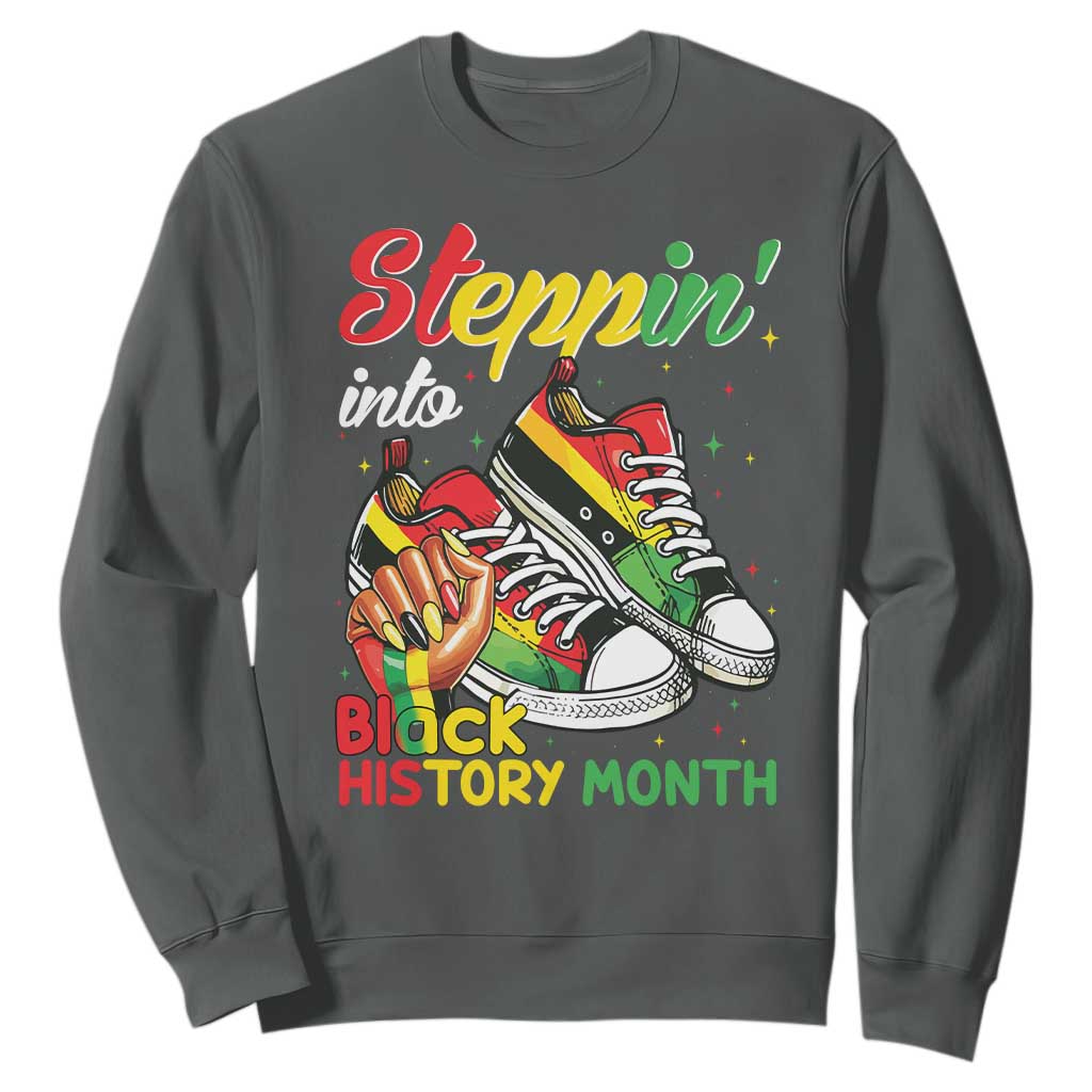 Stepping Into Black History Month Sweatshirt Proud Black Girls Sneakers TS02