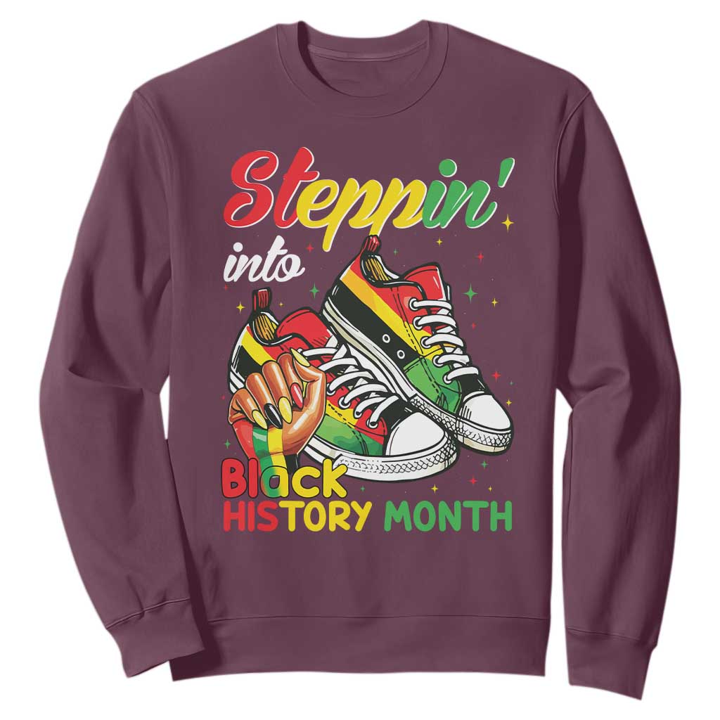 Stepping Into Black History Month Sweatshirt Proud Black Girls Sneakers TS02
