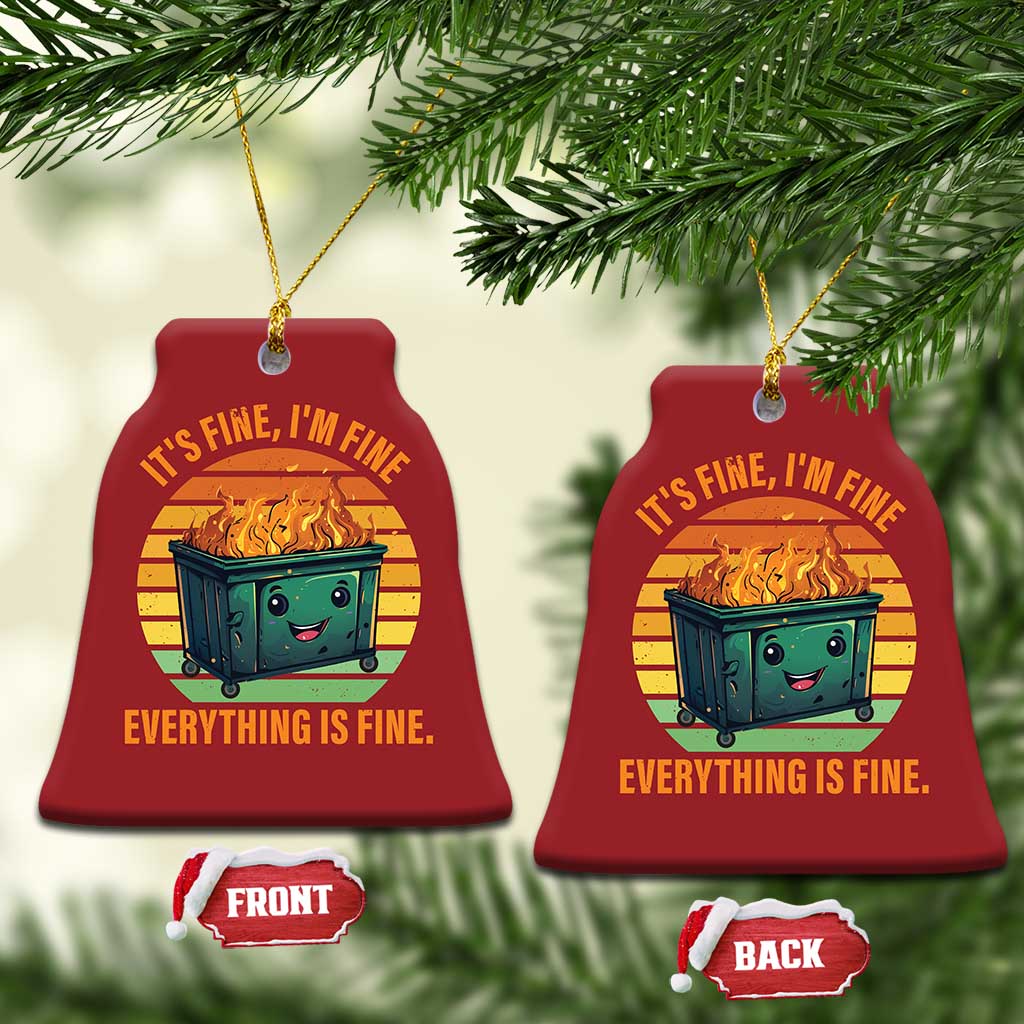 Dumpster Fire Christmas Ornament It's Fine I'm Fine Everything Is Fine Retro Vintage TS02