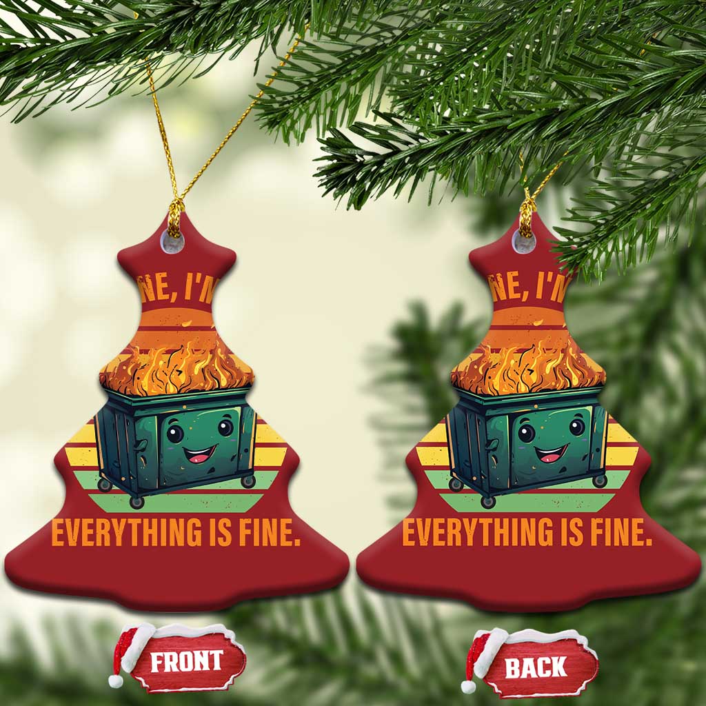 Dumpster Fire Christmas Ornament It's Fine I'm Fine Everything Is Fine Retro Vintage TS02