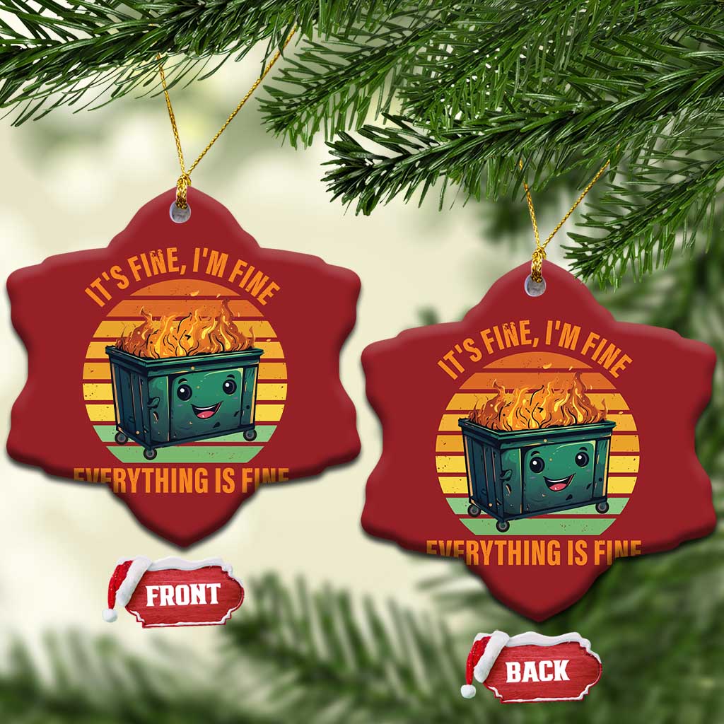 Dumpster Fire Christmas Ornament It's Fine I'm Fine Everything Is Fine Retro Vintage TS02