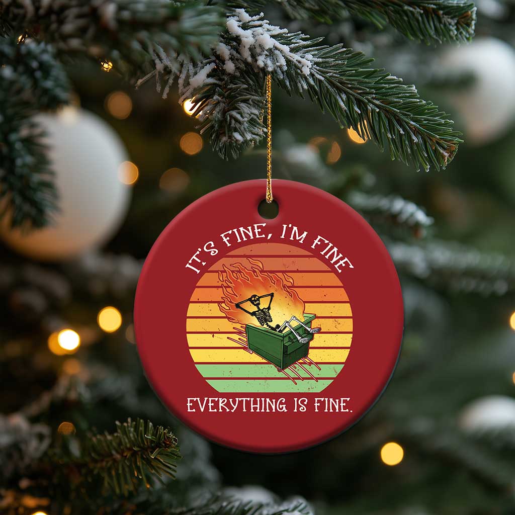 Dumpster Fire Skeleton Christmas Ornament It's Fine I'm Fine Everything Is Fine TS02