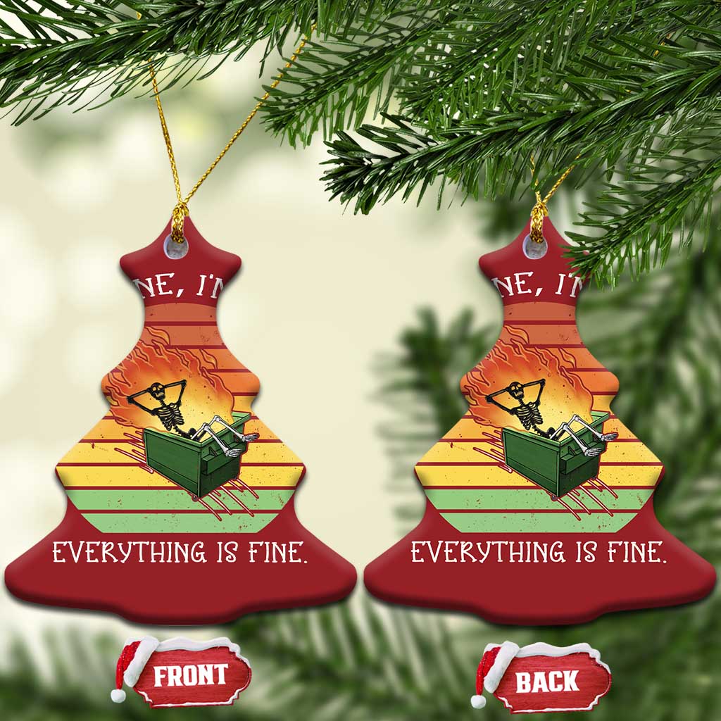 Dumpster Fire Skeleton Christmas Ornament It's Fine I'm Fine Everything Is Fine TS02