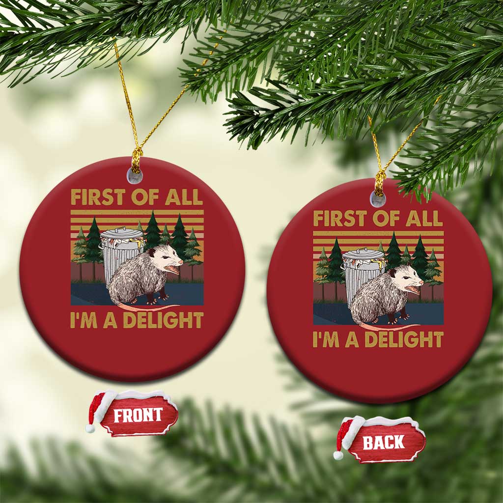 Funny Opossum Christmas Ornament First Of All I'm A Delight Retro Vintage TS02