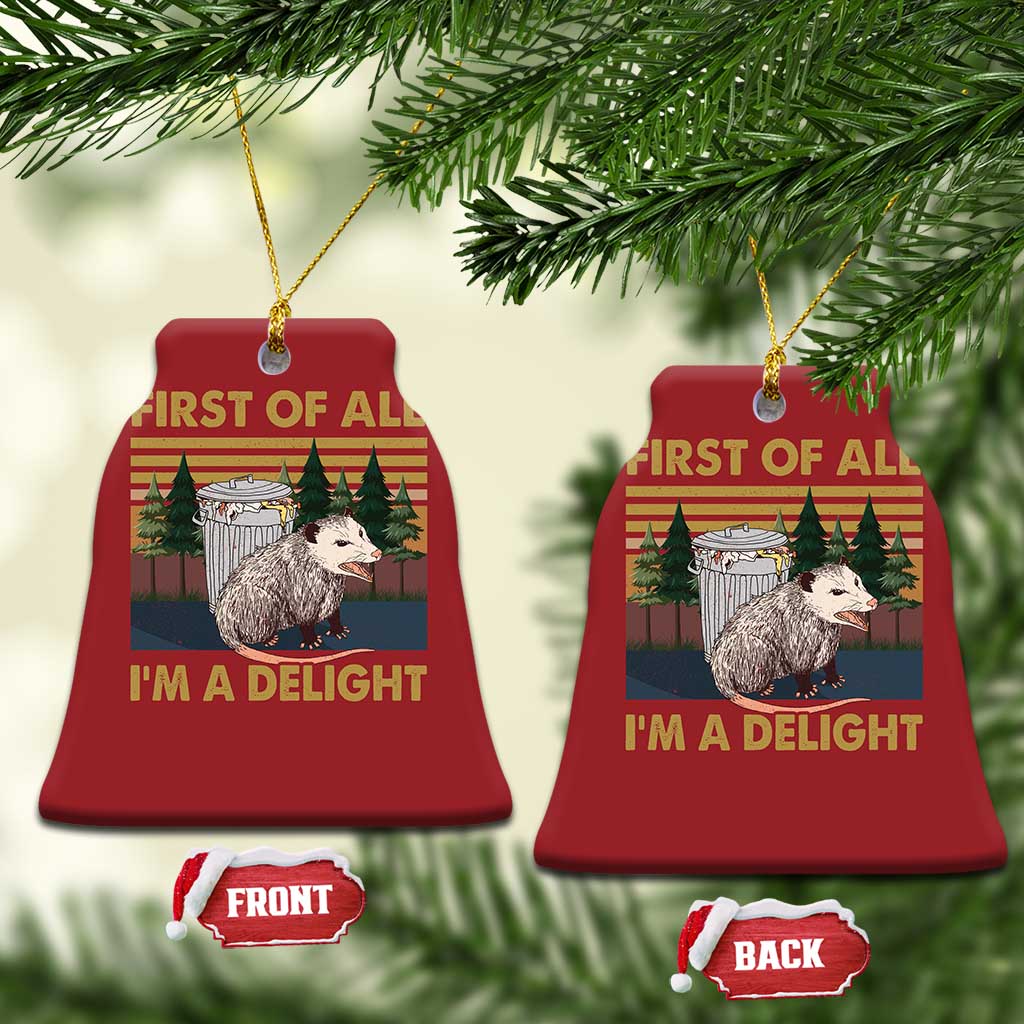 Funny Opossum Christmas Ornament First Of All I'm A Delight Retro Vintage TS02