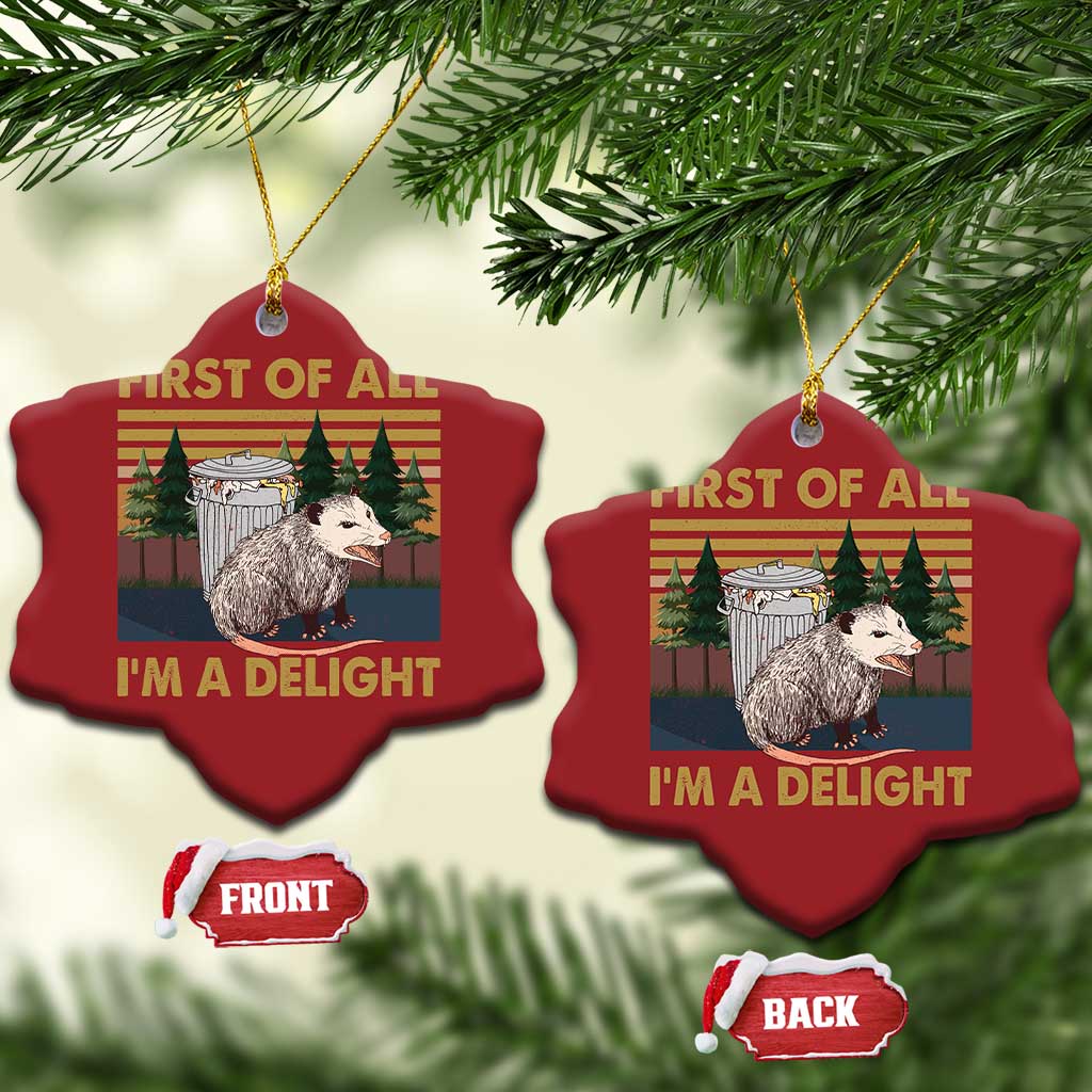 Funny Opossum Christmas Ornament First Of All I'm A Delight Retro Vintage TS02