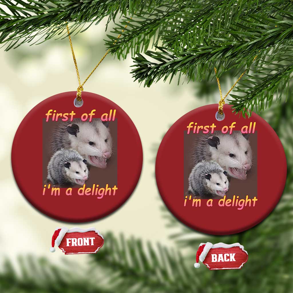 Funny Opossum Christmas Ornament First Of All I'm A Delight TS02