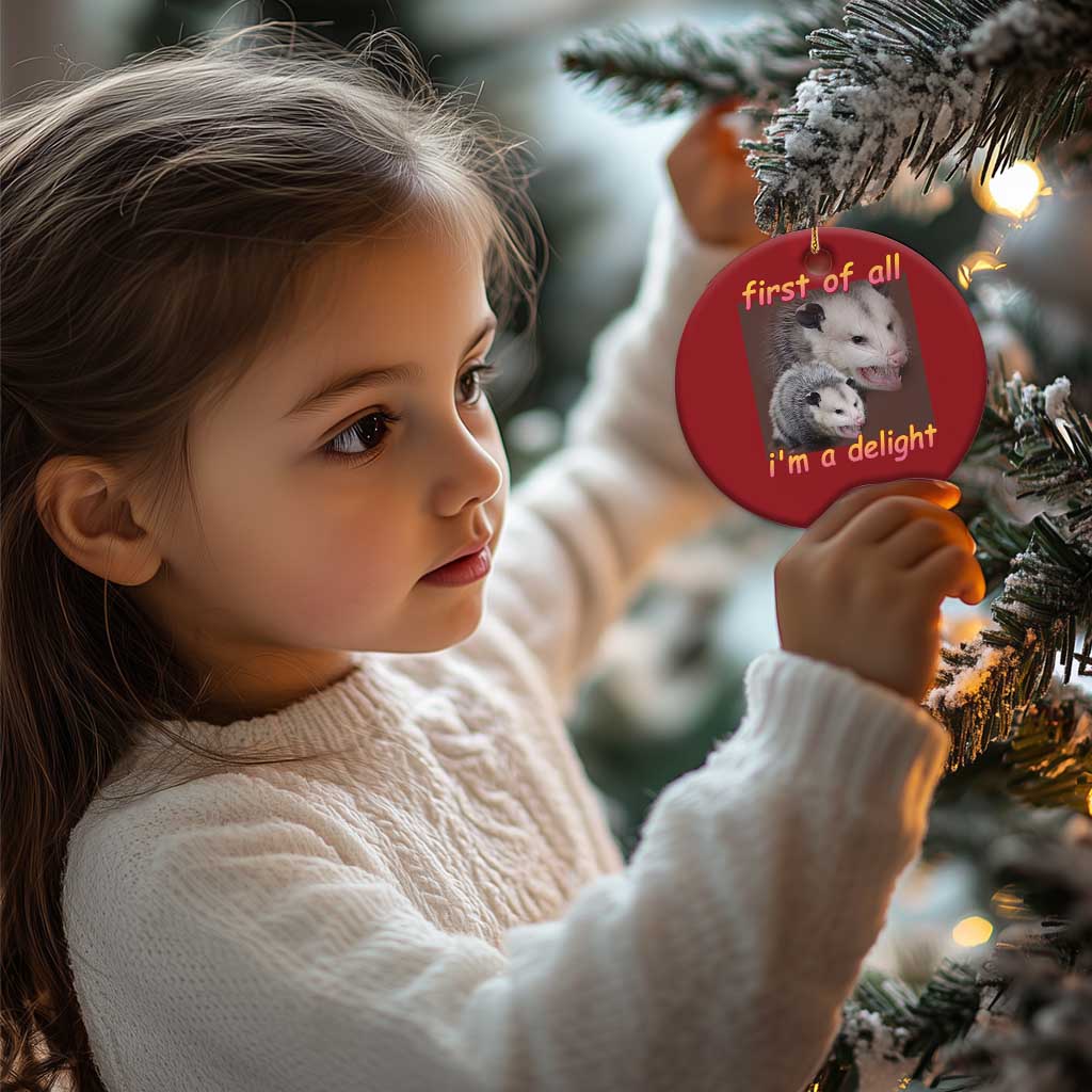 Funny Opossum Christmas Ornament First Of All I'm A Delight TS02