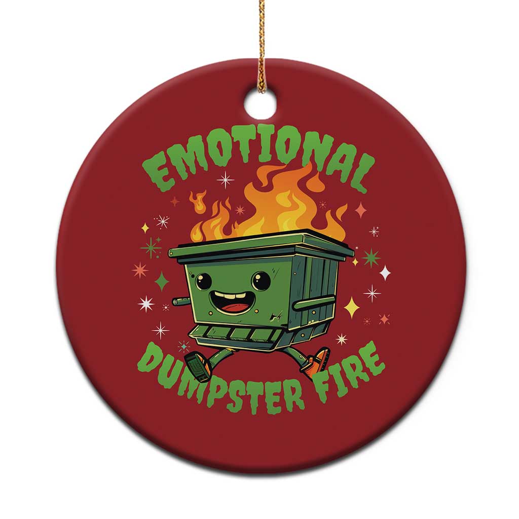 Emotional Dumpster Fire Christmas Ornament Funny Mental Health Retro Groovy TS02