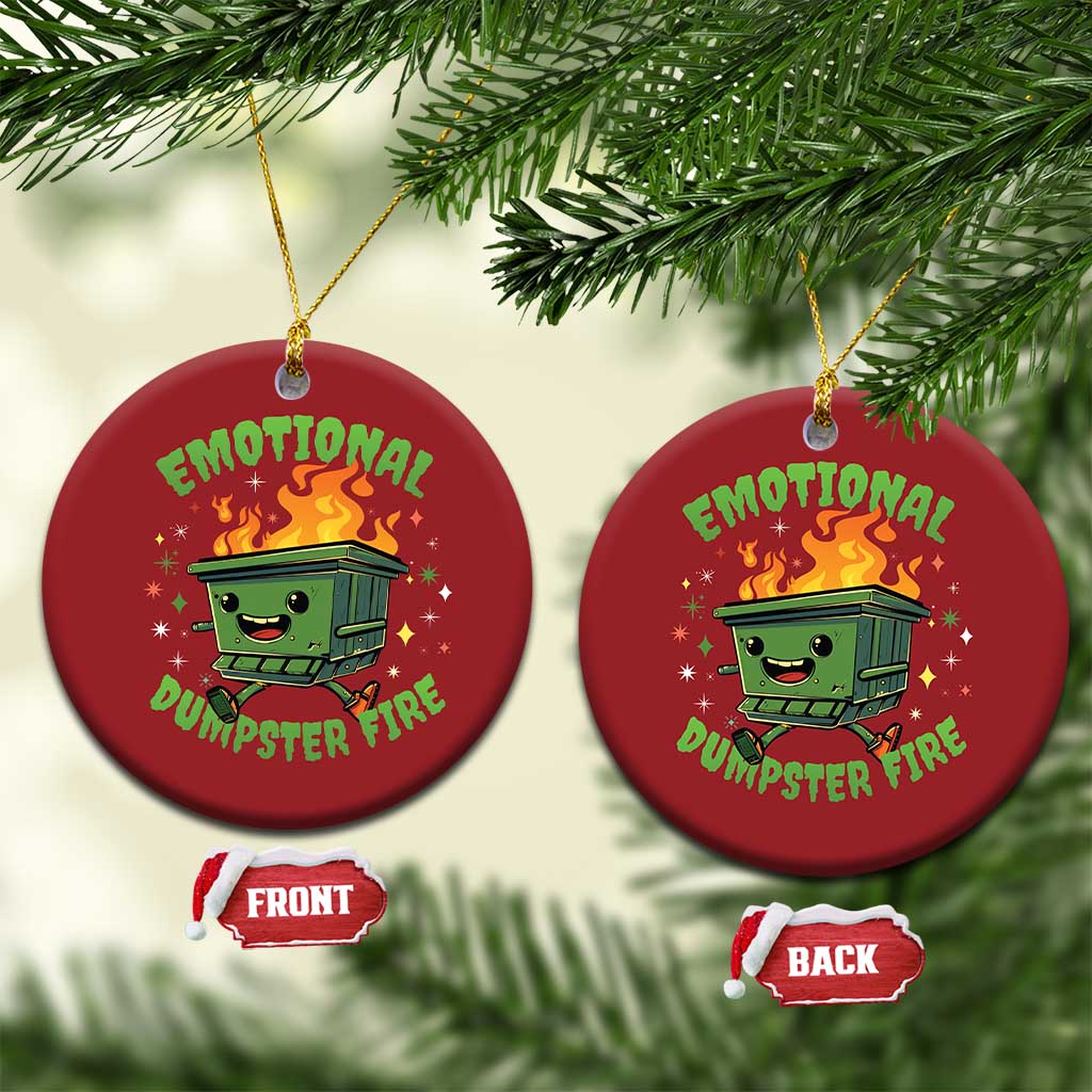 Emotional Dumpster Fire Christmas Ornament Funny Mental Health Retro Groovy TS02