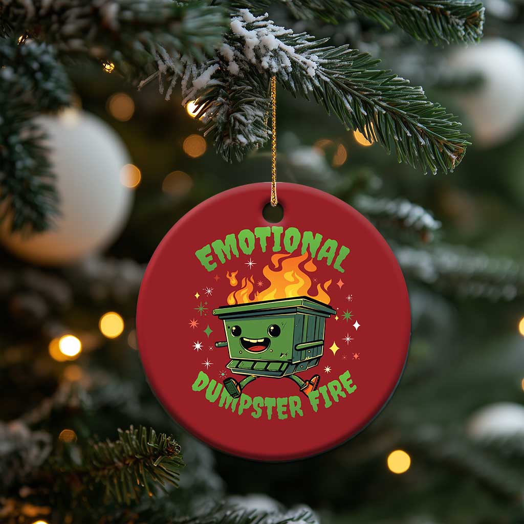 Emotional Dumpster Fire Christmas Ornament Funny Mental Health Retro Groovy TS02